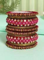   Wedding Wear  Rani Color Thread Bangle Set:-2.4,2.6